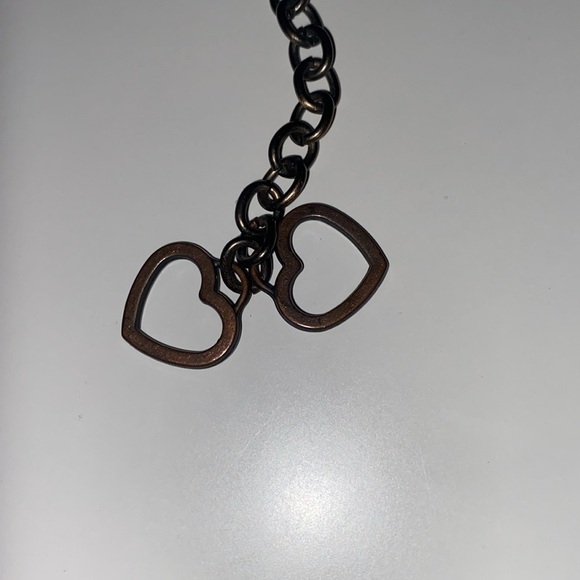 KEPT 😛 VINTAGE BRONZE TONE HEART STAR FAUX CRYSTAL CHUNKY CHAIN NECKLACE - Picture 8 of 8